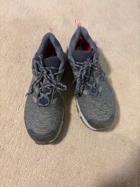 The North Face Gray Knit Sneakers with Red Insole